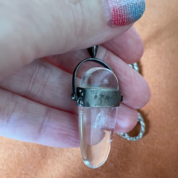 Natural Crystal, Hematite and Sterling Silver necklace. - Picture 4 of 6